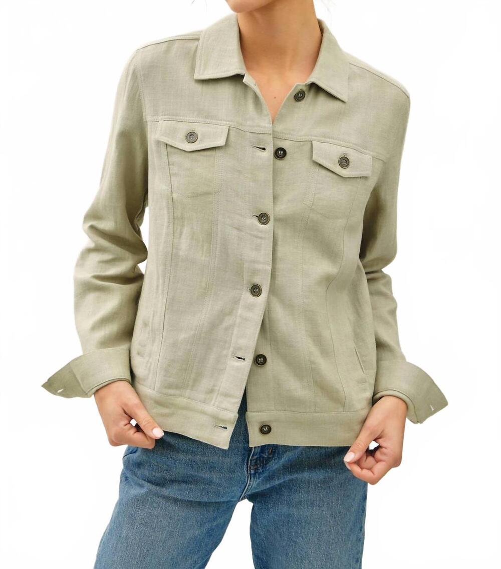 NEW BE COOL lightweight linen blend buttoned jacket in spring sage